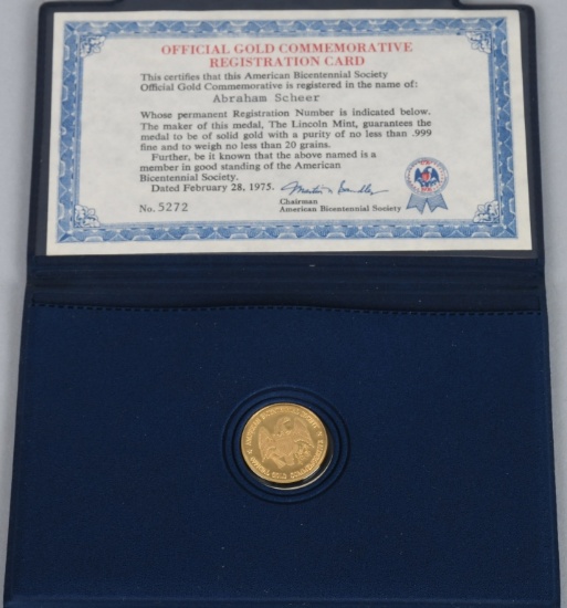 BICENTENNIAL GOLD MEDAL .999 .225ozt