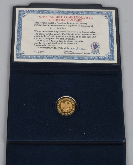 BICENTENNIAL GOLD MEDAL .999 .225ozt