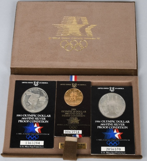 1984 OLYMPICS GOLD & SILVER COIN SET