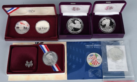 7- US AMERICAN EAGLE & OLYMPIC SILVER DOLLARS