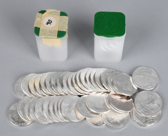 40- 2001& 1990 $1 SILVER EAGLE COINS