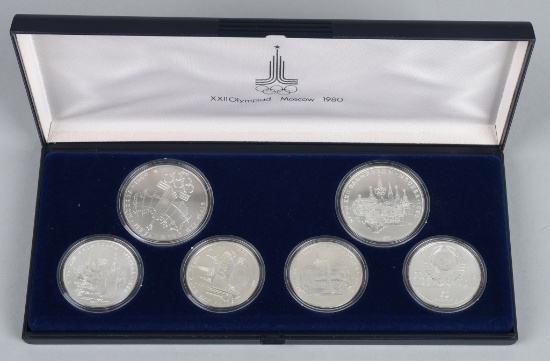 1980 MOSCOW OLYMPICS SILVER 6 COIN SET