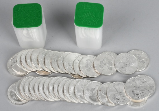 40- 2000 & 2001 US SILVER EAGLE $1 COINS