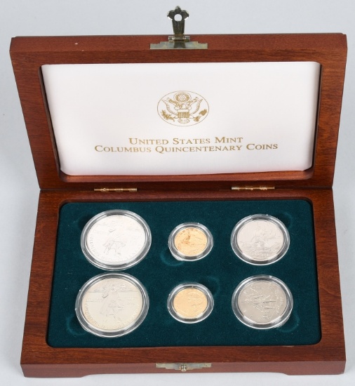 1992 COLUMBUS 6 US GOLD & SILVER COIN SET