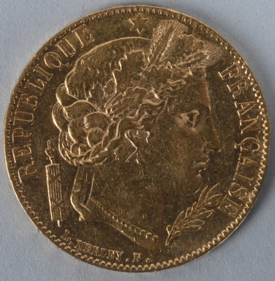 1851-A FRANCE 20 FRANCS GOLD COIN
