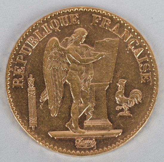 1894-A FRANCE 20 FRANCS GOLD COIN