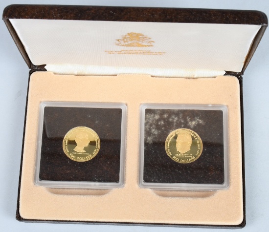 BAHAMAS ANNIVERSARY 2 COIN $100.00 GOLD PROOF SET