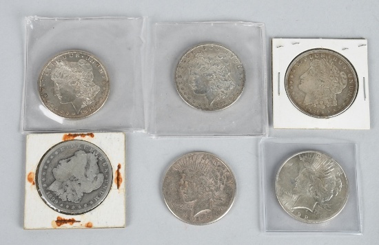 6- MORGAN & PEACE SILVER DOLLARS