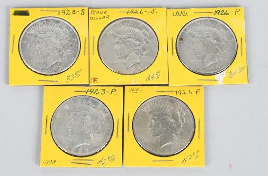5- PEACE SILVER DOLLARS
