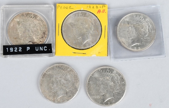 5- PEACE SILVER DOLLARS