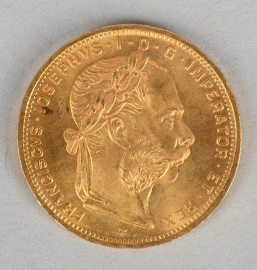 1892 AUSTRIA 8 FLORIN GOLD COIN
