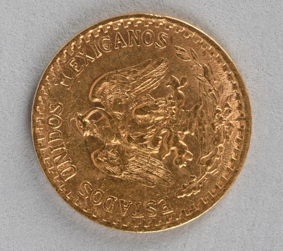 1920 MEXICO 2 PESO GOLD COIN