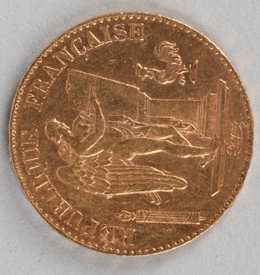 1898-A FRANCE GOLD ANGEL 20 FRANCS