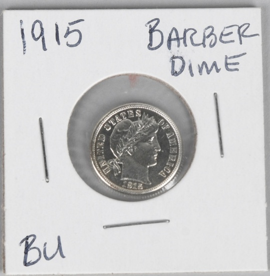 1915 BARBR DIME BU
