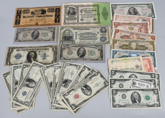 LARGE LOT OF US & FOREIGN CURRENCY