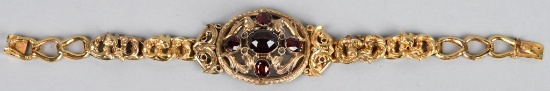 EARLY VICTORIAN 10K GOLD & GARNET BRACELET