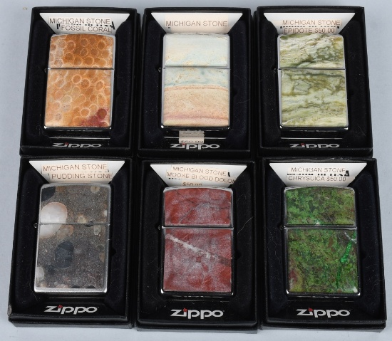 6- ZIPPO MICHIGAN STONE LIGHTERS