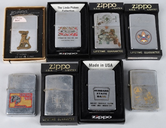 8- ZIPPO VINTAGE LIGHTERS