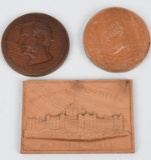 3- 1876 US CENTENNIAL EXPO PRESSED WOOD MEDAL