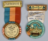 2- PANAMA PACIFIC EXPO RIBBON BUTTONS