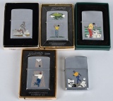 5- ZIPPO VINTAGE SPORTS LIGHTERS