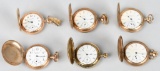 6- ANTIQUE POCKET WATCHES w/ HUNTER CASES