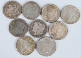 9- MORGAN and PEACE 90% SILVER DOLLARS