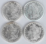 4- MORGAN 90% SILVER DOLLARS, UNC