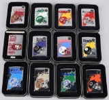 12- ZIPPO NFL FOOTBALL TEAM LIGHTERS