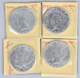 4- PEACE 90% SILVER DOLLARS, UNC