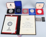 LOT OF COMMEMORATIVE SILVER MEDALS 7ozt