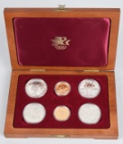 1984 OLYMPICS 6 COIN SET 1ozt GOLD & 4ozt SILVER