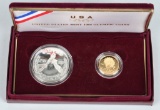 1988 OLYMPICS $5 GOLD & $1 SILVER COINS SET