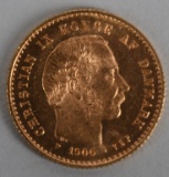 1900 DANISH 10 KRONER MERMAID GOLD COIN