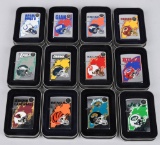 12- ZIPPO NFL FOOTBALL TEAM LIGHTERS