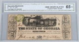 CONFEDERATE GEORGIA $1.00 BANK NOTE, CGA, GEM 65