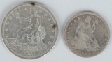 1876 TRADE DOLLAR & 1876 SEATED LIBERTY HALF