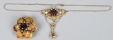 VICTORIAN GOLD & GARNET NECKLADE & PENDANT