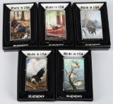 5- ZIPPO WILDLIFE LIGHTERS signed by ARTIST