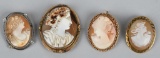 4- 10k GOLD ANTIQUE CARVED SHELL CAMEOS