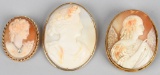 3-14k GOLD ANTIQUE CARVED SHELL CAMEOS