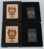 2- ZIPPO D-DAY 65TH ANNIV. BLACK CRACKLE LIGHTERS