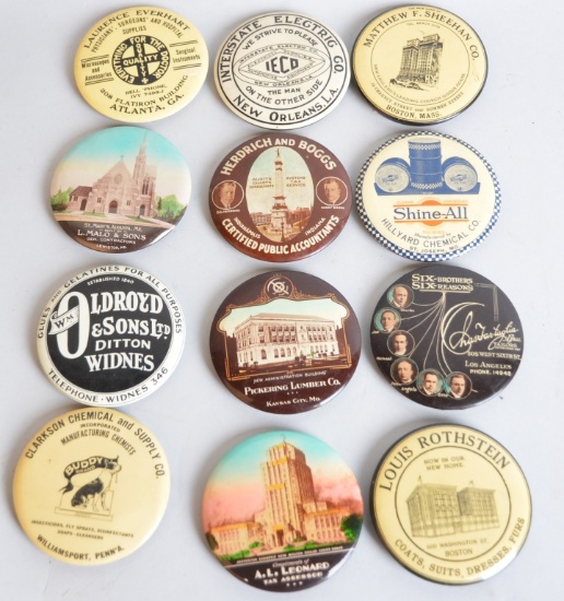 12-Celluloid Advertising Pocket Mirrors
