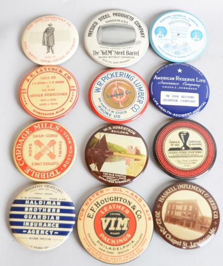 12-Celluloid Advertising Mirrors