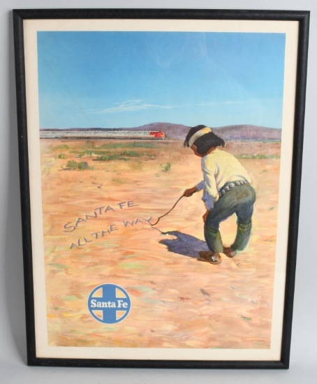 Santa Fe Railroad Poster w/ Indian