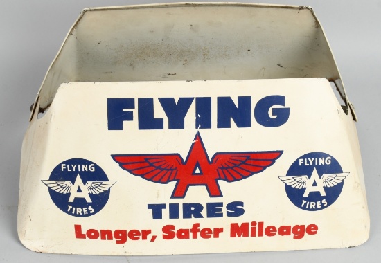 Pair Flying A metal tire holders signs