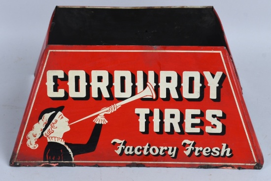 Pair Corduroy Tires w/logo Metal Tire Stand