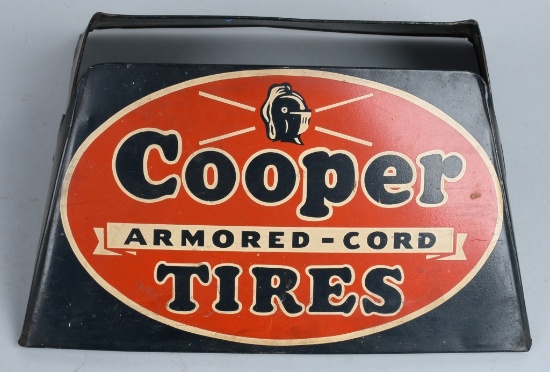 Pair Cooper Armored Cord Tires metal stand