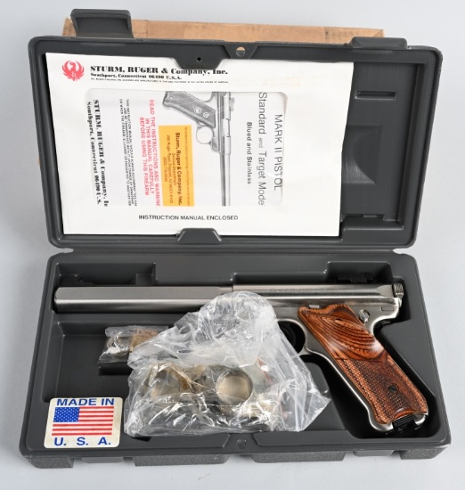 BOXED STAINLESS RUGER MKII TARGET SEMI AUTO