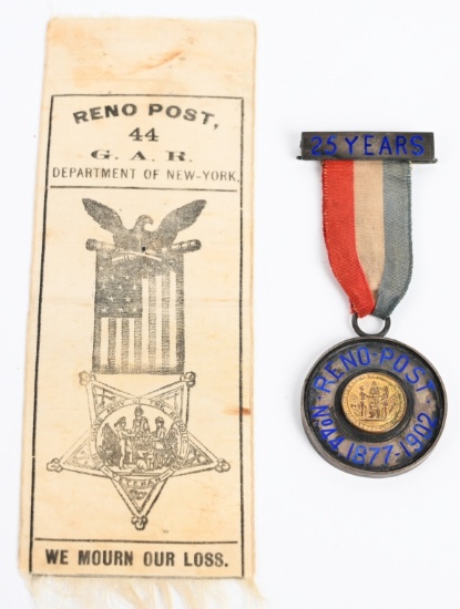 STELLAR CIVIL WAR GAR BADGE & RIBBON 83rd NY